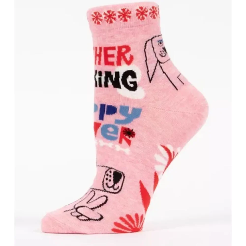 Blue Q Womens Cotton Ankle Socks Puppy Power Pink